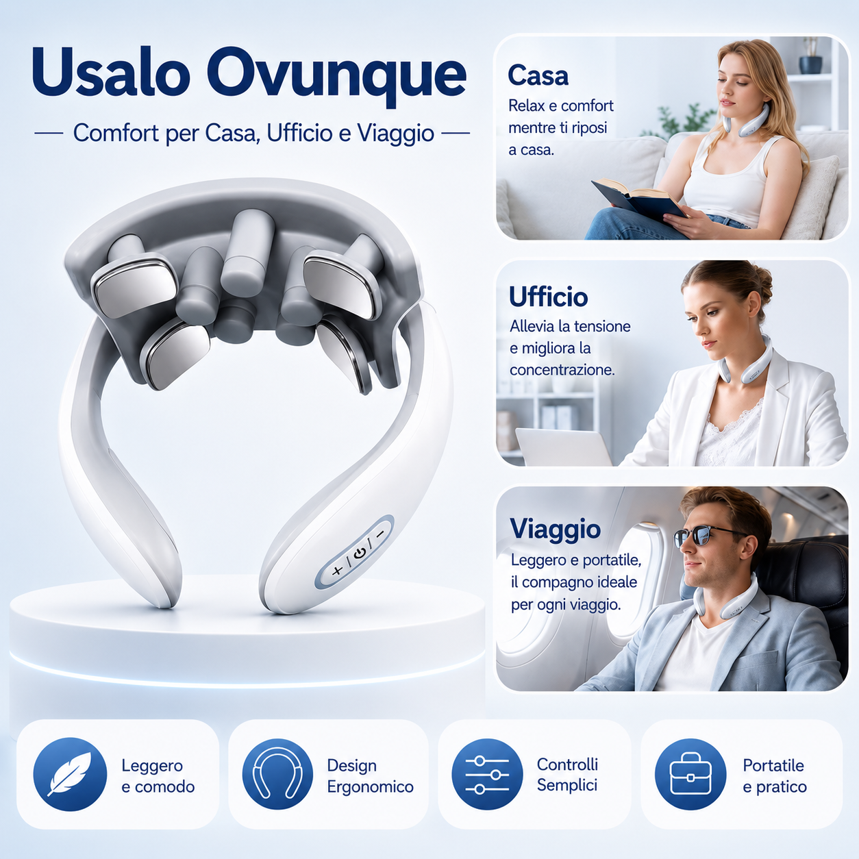 Alvera™ Massaggiatore Cervicale Smart - Il Tuo Momento di Relax in 60 Secondi